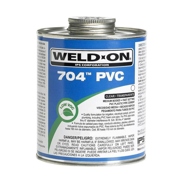 Weld-On® 12124 Low VOC 704™ Medium Bodied PVC Cement, 1 Pt, Clear