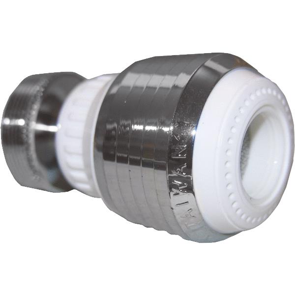 Lasco 09-9923 Dual Thread Swivel Spray Aerator, Chrome & White, 55/64" x 15/16"