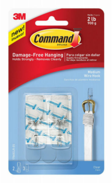 Command™ 17065CLR-ES Medium Wire Toggle Hook, 2-Count