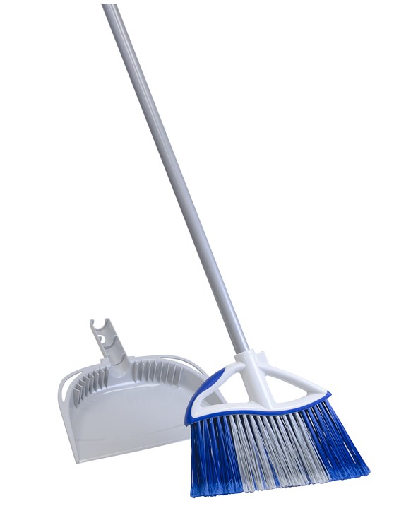 Quickie® 72750-72409 Dual Action Angle Broom with Dust Pan, 48" Steel Handle