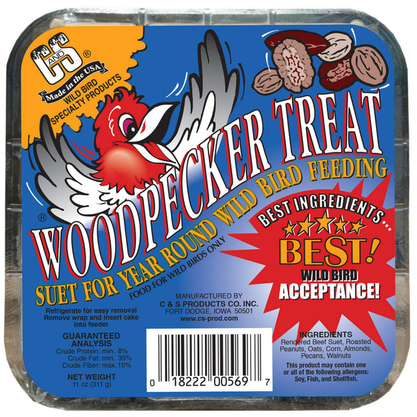 C&S® 12569 Woodpecker Treat Suet for Wild Bird Feeding, 11 Oz