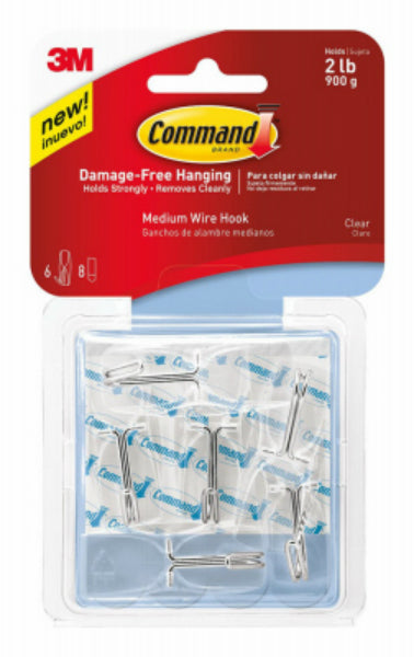 Command™ 17065CLR-VPES Medium Wire Toggle Hook, Clear, 6 Count