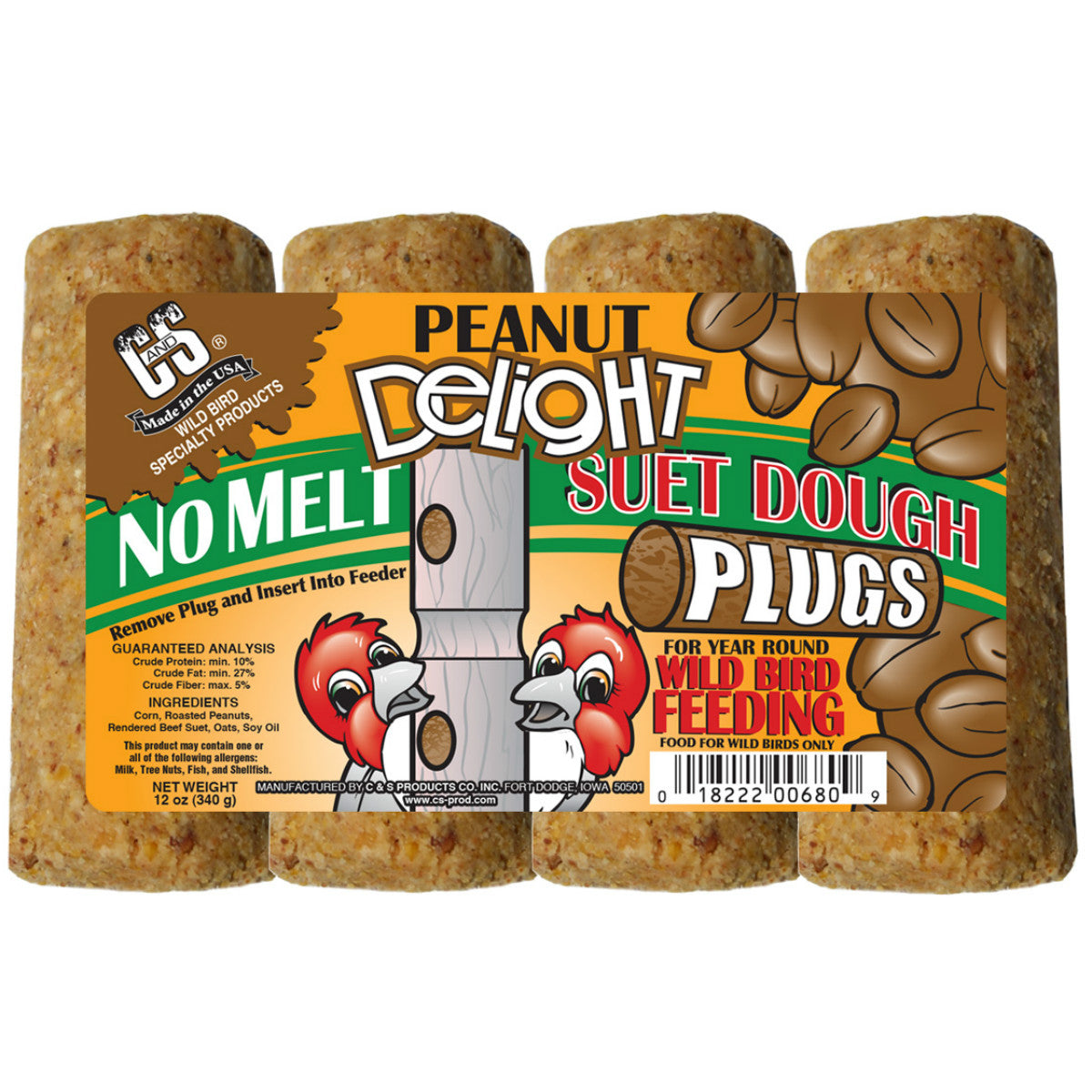 C&S® 12680 Peanut Delight No Melt Suet Dough Plug, 12 Oz