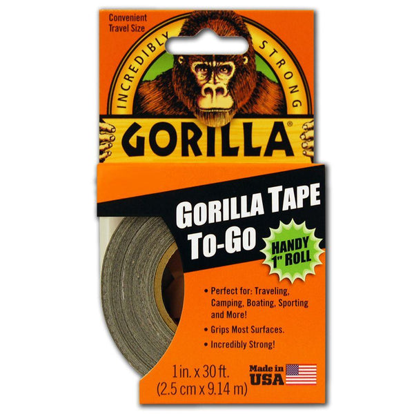 Gorilla® 6100109 Incredibly Strong Tape-To-Go Duct Tape Handy Roll, 1" x 30'