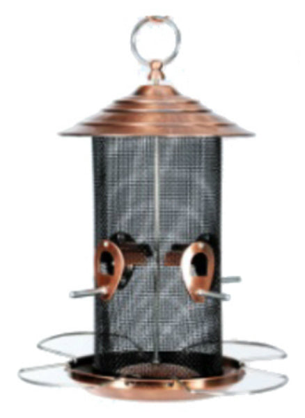 Audubon NABCN Bird Feeder, Brushed Copper Plate Finish, 4 Seed Ports