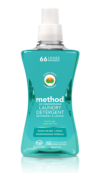 Method 01489 4X Concentrated Laundry Detergent, Beach Sage, 66 Loads, 53.5 Oz