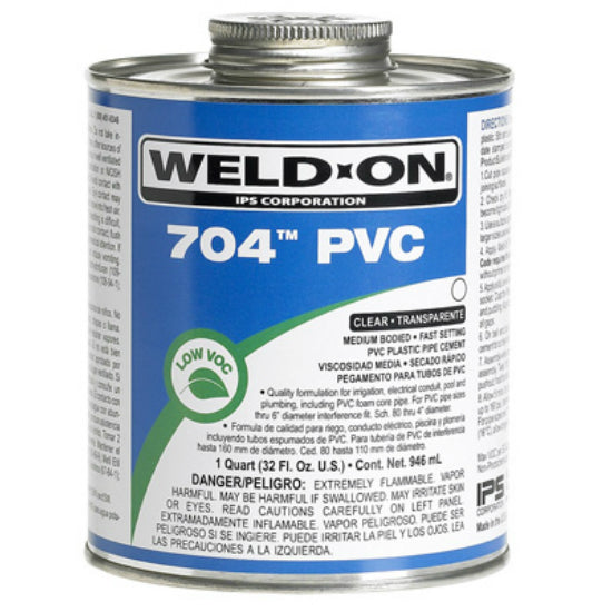Weld-On® 12123 Low VOC 704™ Medium Bodied PVC Cement, 1-Qt, Clear