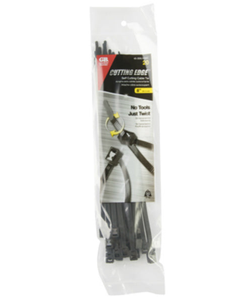 Gardner Bender® 46-308UVBSC Self-Cutting Cable Tie, Black, 50 Lb, 8", 50-Pack
