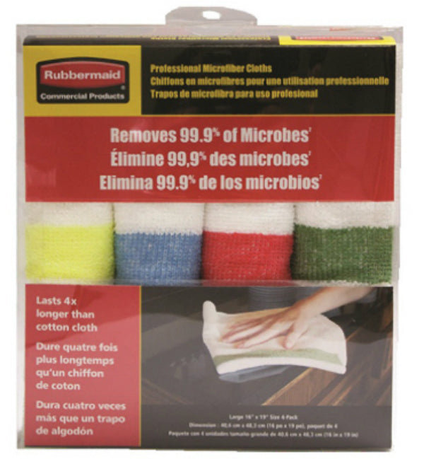 Rubbermaid® 1824723 HYGEN™ Sanitizer-Safe Microfiber Cloths, 4-Pack