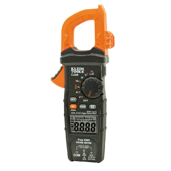 Klein Tools® CL800 Digital Clamp Meter, AC/DC Auto-Ranging, 600A