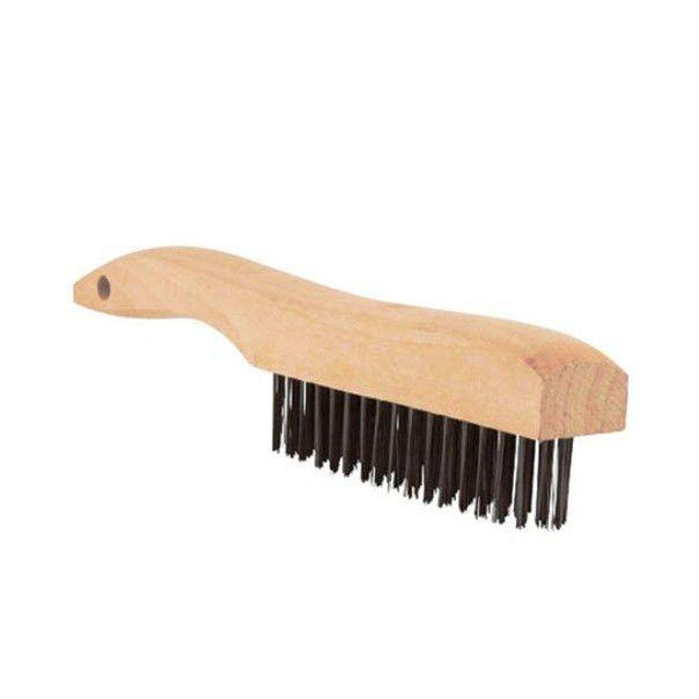 Lincoln Electric® KH585 Wooden Shoe Handle Carbon-Steel Welding Brush, 4x16 Row
