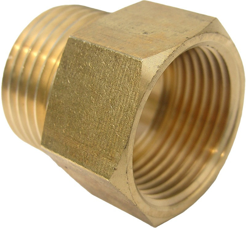 Lasco 15-1713 Brass Hose Adapter, 3/4" MHT x 3/4" FPT