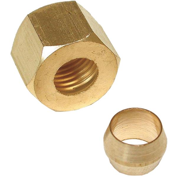 Lasco 17-6115 Lead-Free Brass Compression Nut & Sleeve, 1/4"