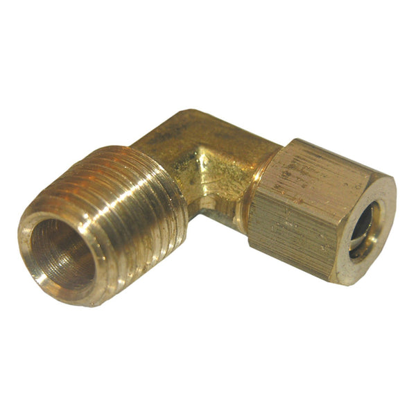 Lasco 17-6911 Brass 90-Degree Compression Male Elbow, 1/4" CMP x 1/4" MPT