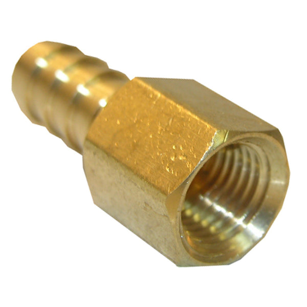 Lasco 17-7611 Brass Hose Barb Female Adapter, 1/4" FPT x 1/4"