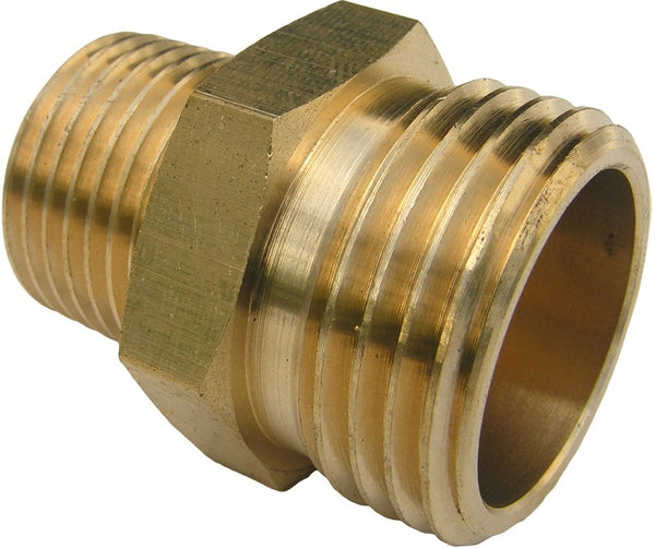 Lasco 15-1711 Brass Hose Adapter, 3/4" MHT x 1/2" MPT