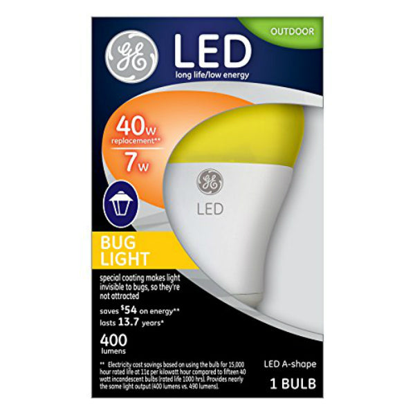 GE Lighting 92140 Outdoor LED Bug Light Bulb, Yellow, 400 Lumens, 7W
