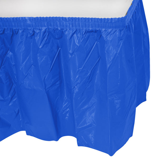Creative Converting™ 743147 Plastic Table Skirt, Cobalt Blue, 14' x 29"