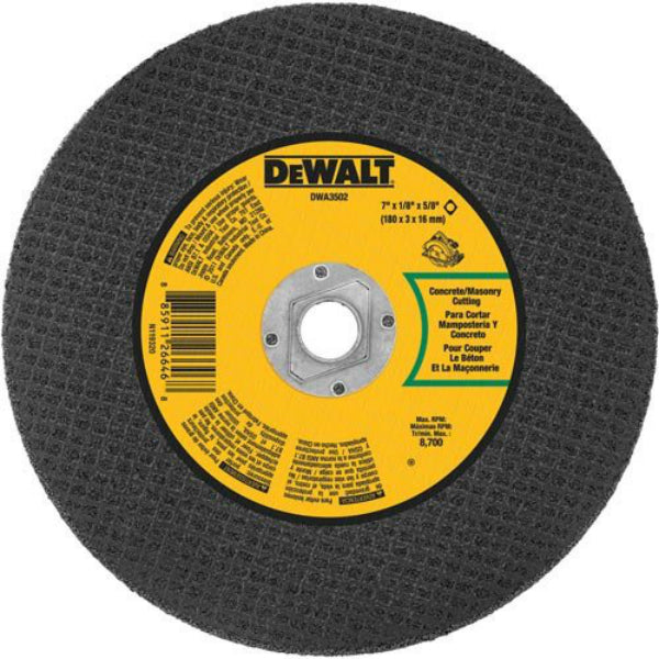 DeWalt® DWA3502 Masonry Cutting Abrasive Saw Blade, 7" x 1/8" x 5/8"
