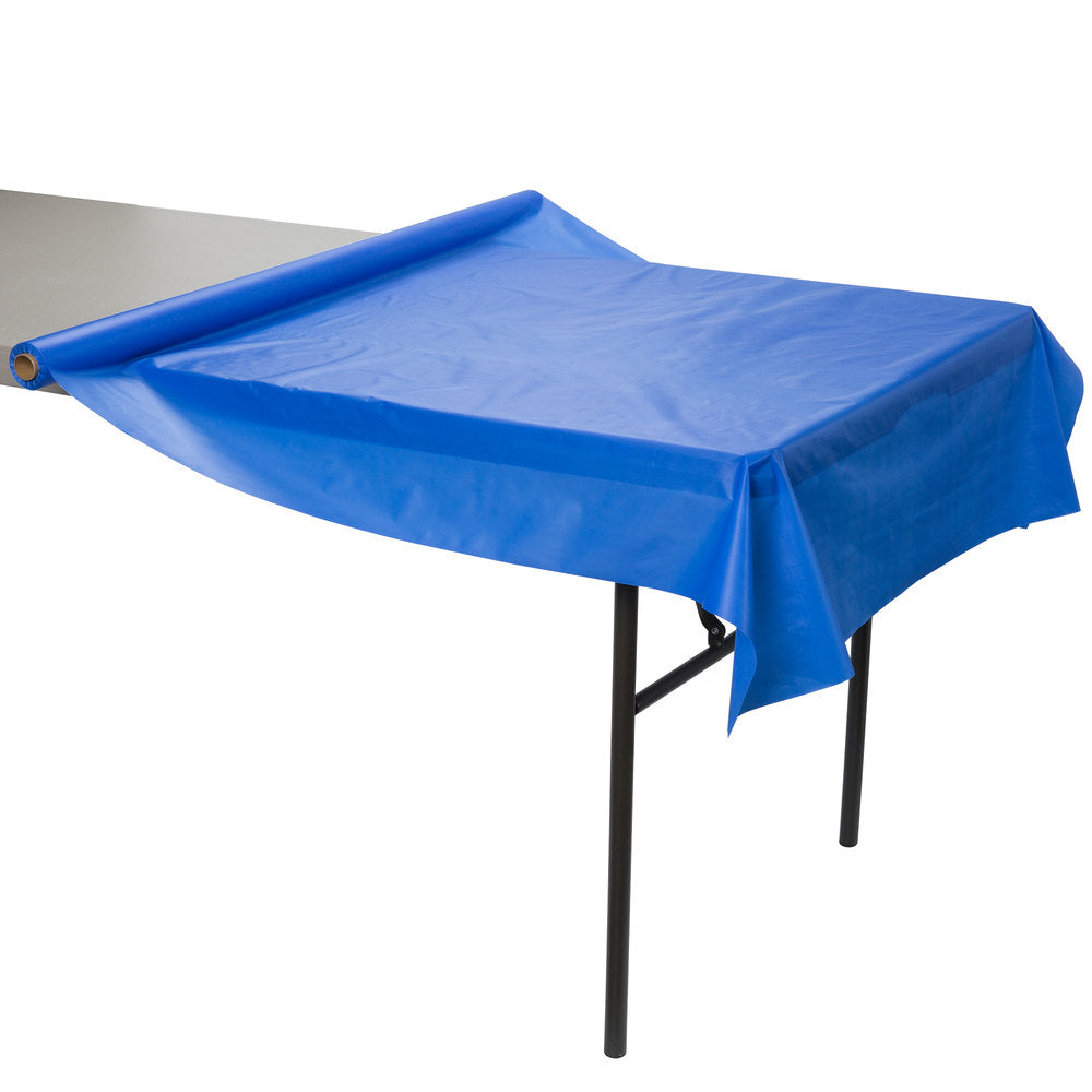 Creative Converting™ 763147 Plastic Table Cover Roll, Cobalt Blue, 40" x 100'