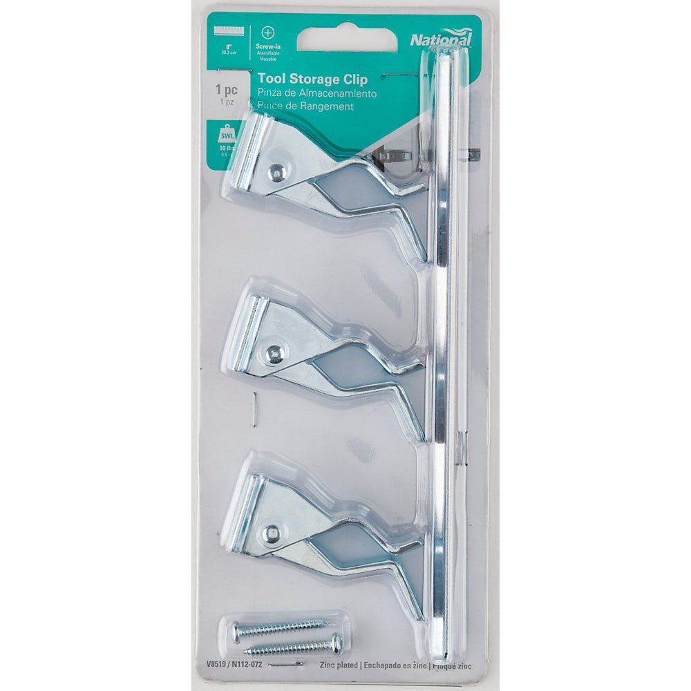 National Hardware® N112-072 Spring-Loaded Tool Storage Clips, Zinc Plated, 8"