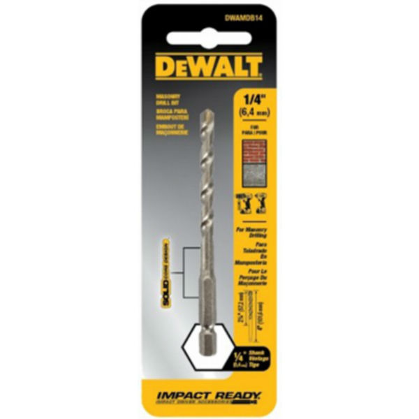 DeWalt® DWA5102 Impact Ready® Rotary Masonry Bit, 1/4"