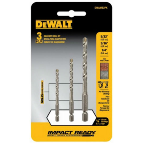 DeWalt® DWA5103 Impact Ready® Rotary Masonry Bit Set, 3-Piece