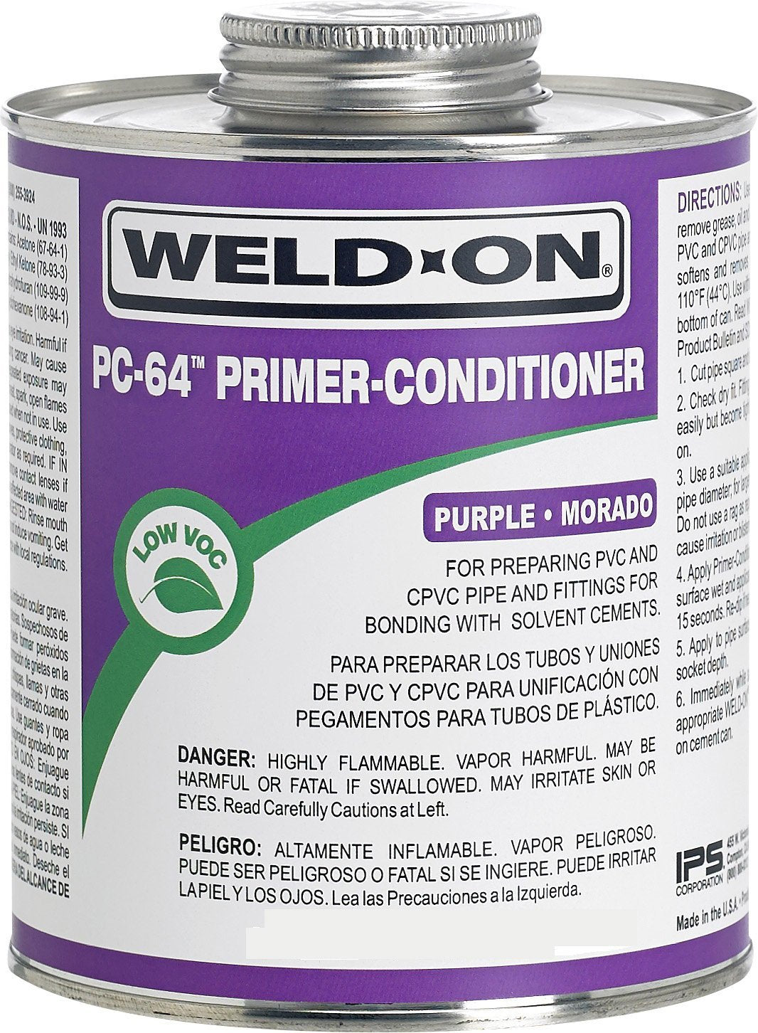 Weld-On® 10874 PC-64™ Primer-Conditioner, Purple, 1/2 Pt