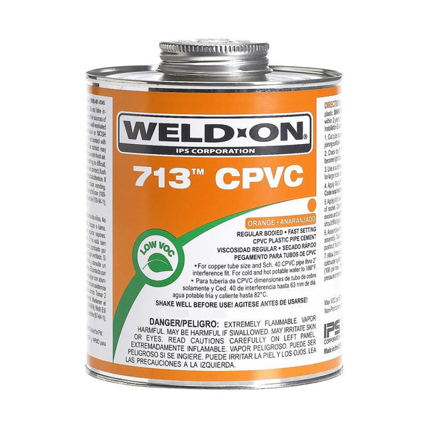 Weld-On® 10128 713™ Regular Bodied CPVC Cement, Orange, 1/2 Pt
