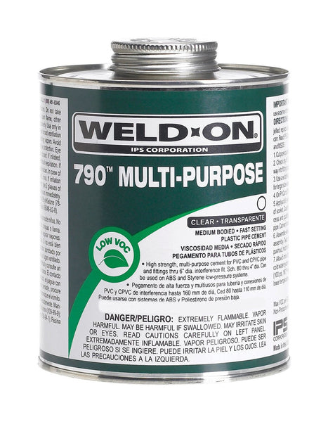 Weld-On® 10260 790™ Low VOC Multi-Purpose Cement, Clear, 1/4 Pt