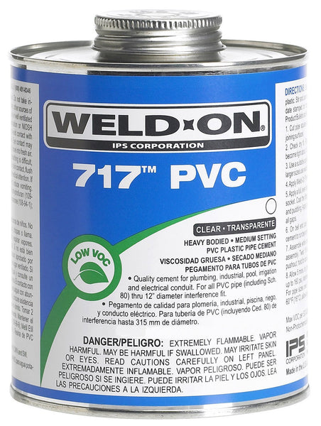 Weld-On® 10150 717™ Heavy Bodied PVC Cement, Clear, 1/2 Pt