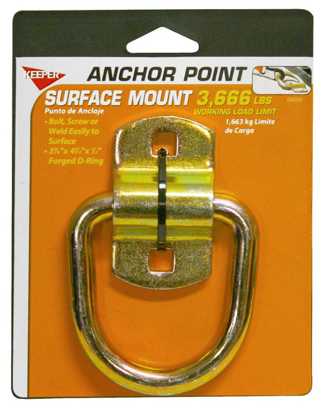 Keeper® 04529 Surface-Mount Wire Ring with Bracket Anchor Point, 3-3/8", 3666 Lb