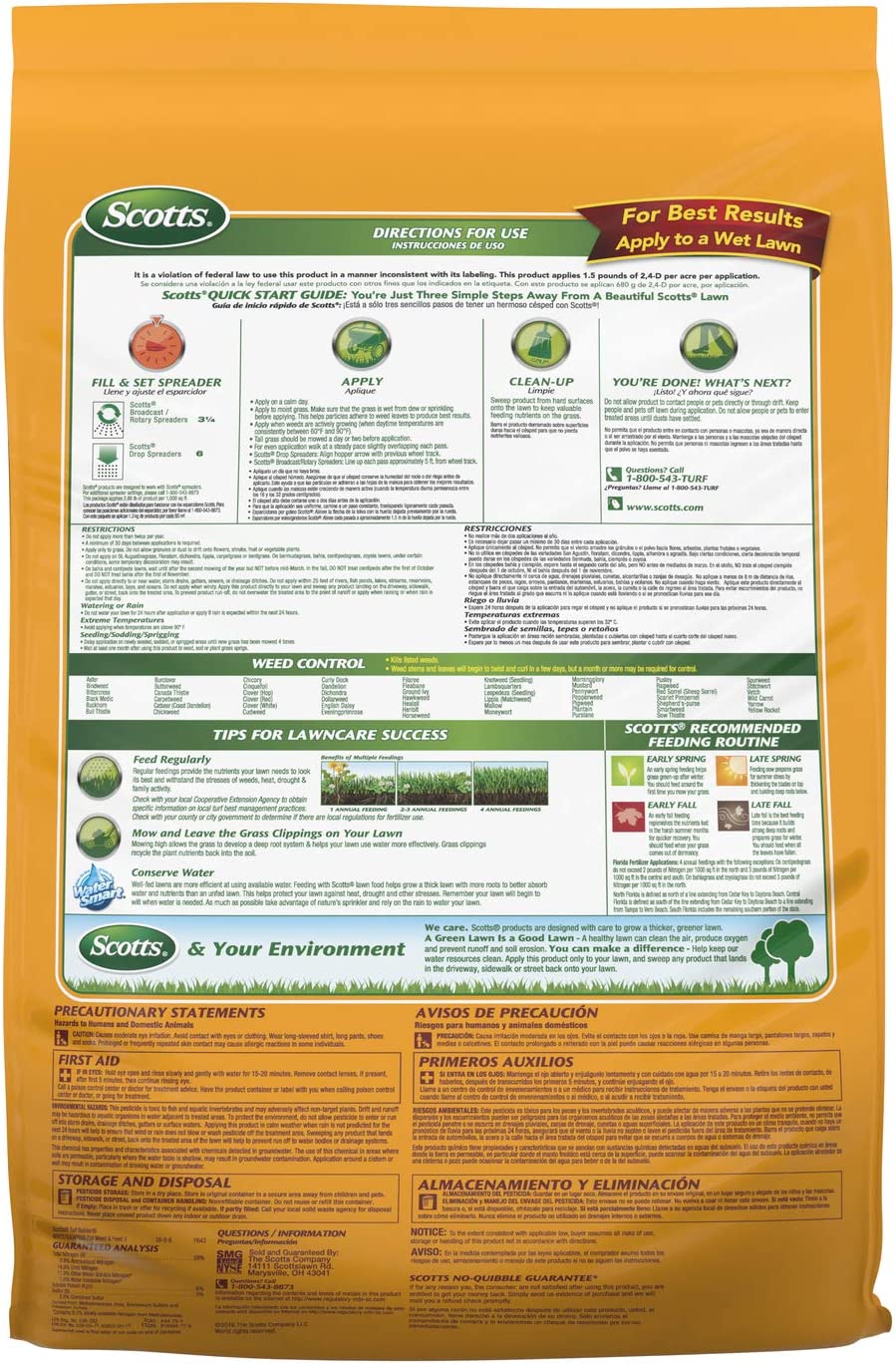 Scotts 50250 Turf Builder WinterGuard Fall Weed & Feed, 28-0-6, 5000 Sq.ft.