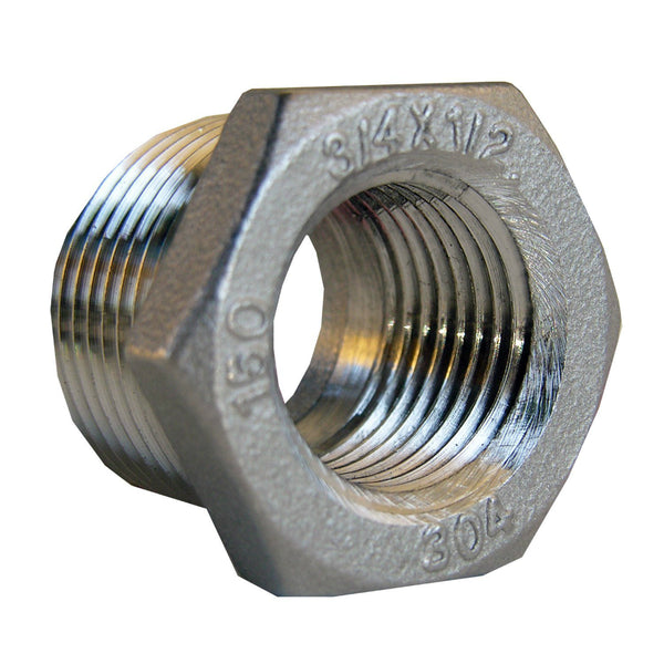 Lasco 32-2709 Type 304 Stainless-Steel Reducing Hex Bushing, 3/4" x 1/2"