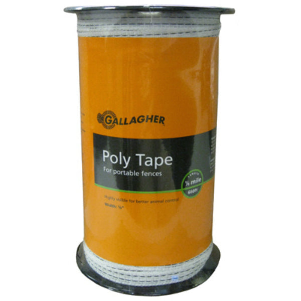 Gallagher G62304 Poly Tape for Portable Fences, Ultra White, 1/2" X 656'