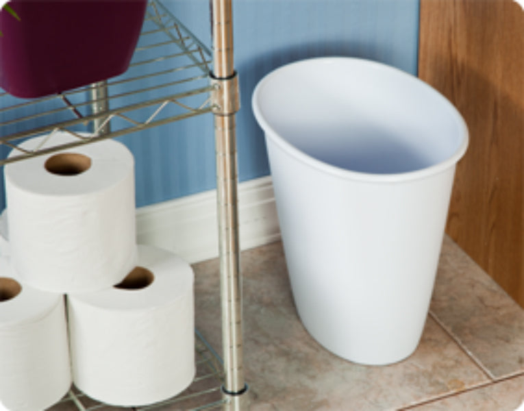 Sterilite® 10118012 Oval Vanity Wastebasket, White, 1.5-Gallon