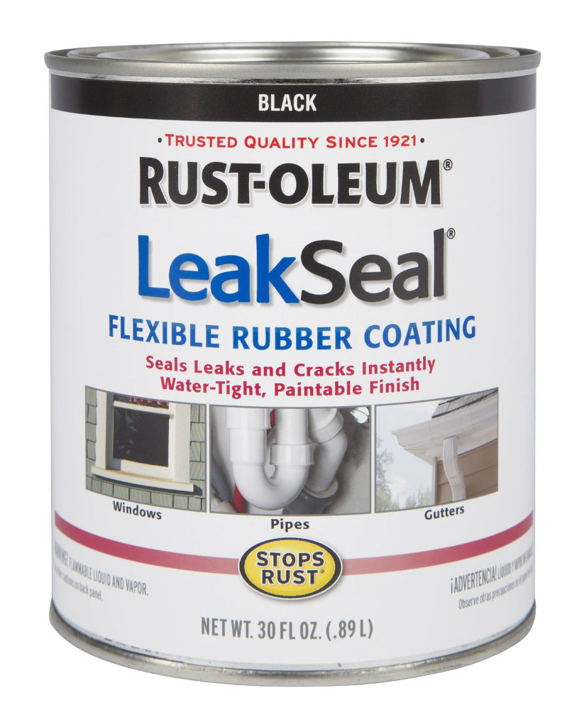 Rust-Oleum® 271791 Stops Rust® LeakSeal® Brush Flex Rubber Coating, Black, 1 Qt