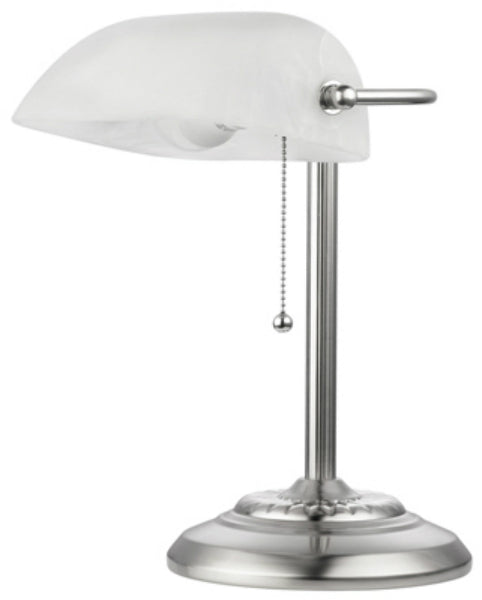 Globe Electric® 12711 Banker Desk Lamp, Brushed Steel Finish