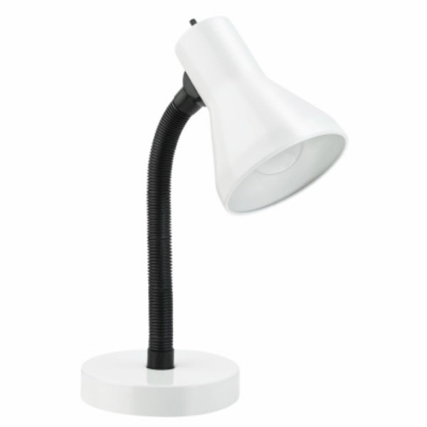 Globe Electric 12716 Goose Neck Desk Lamp w/ Non-Dimmable LED Bulb, 14", White