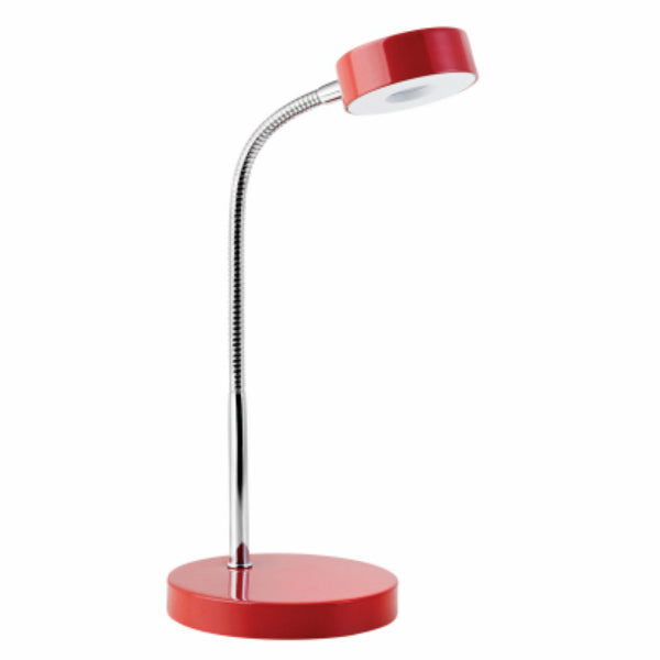 Globe Electric® 12644 Integrated LED Desk Lamp, Chrome Gooseneck, 5W, Gloss Red