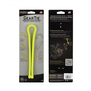 Nite Ize® GT18-2PK-33 Gear Tie® Reusable Rubber Twist Tie, Neon Yellow, 18" 2-Pk