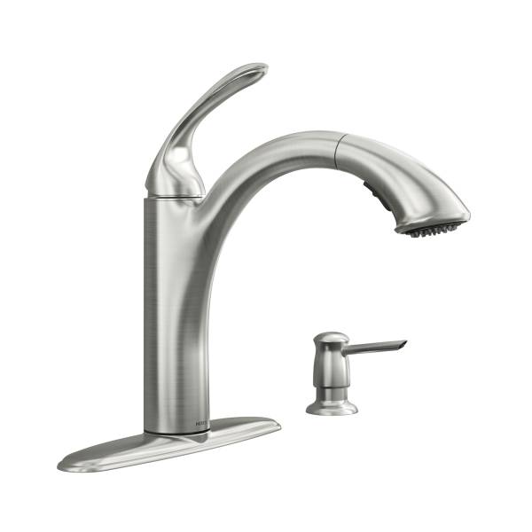 Moen® 87035SRS Kinzel 1-Handle Low Arc Pullout Faucet, Spot Resist® Stainless