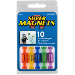 Master Magnetics 08013 Powerful Push Pin Magnets, Assorted Colors, 10-Count