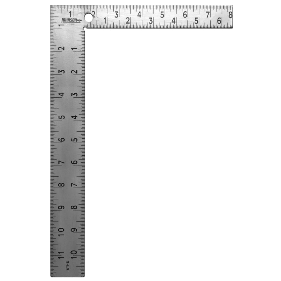 Johnson Level® CS10 Professional Easy-Read Steel Carpenter Square, 8" x 12"