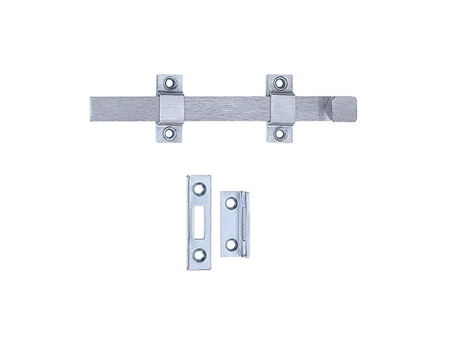 Tell DT100017 Solid Brass Strap Bolt with 26D Stain Chrome, 8", 1580-626