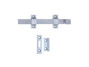 Tell DT100017 Solid Brass Strap Bolt with 26D Stain Chrome, 8", 1580-626