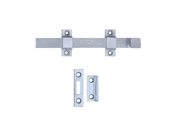 Tell DT100017 Solid Brass Strap Bolt with 26D Stain Chrome, 8", 1580-626
