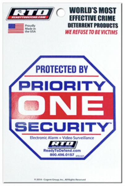 RTD RTD-X2Y Hexagon Shape Priority One Security Decals, White