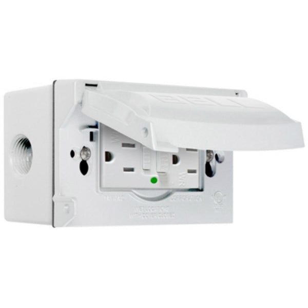 RACO 5874-6S Weatherproof Self-Test GFCI Outlet Kit, White, 15A, 125V