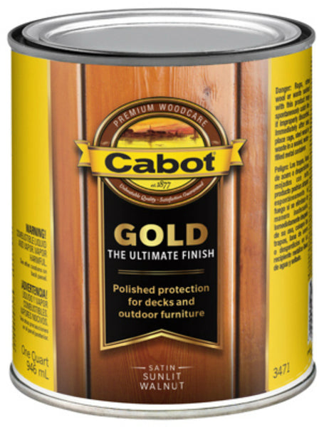 Cabot Gold 3471-05 Ultimate Wood Satin Finish, Sunlit Walnut, 1 Qt